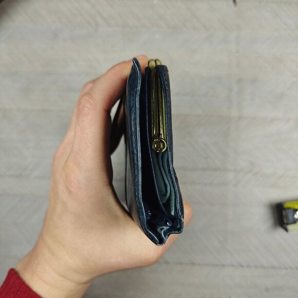 Vintage Rolfs Women's Genuine Leather Wallet Blue Green Cowhide Clutch Coin - Picture 8 of 8